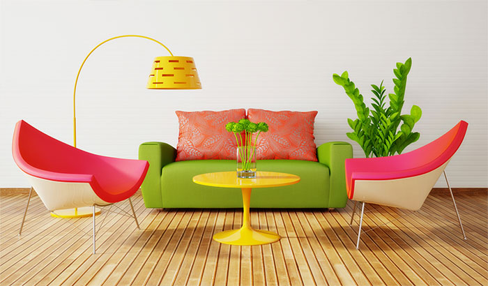 colorful furniture in a room